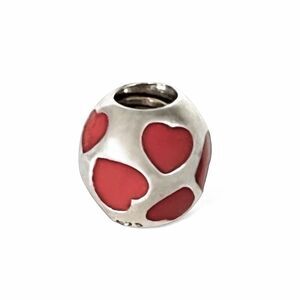 Pandora Bead Charm Love You Sterling Silver Red Enamel Hearts 925 ALE Retired